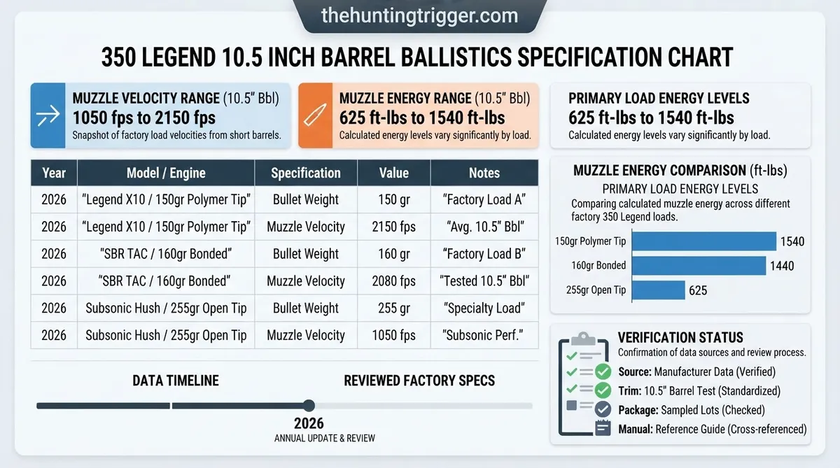 350 legend 105 inch barrel ballistics chart