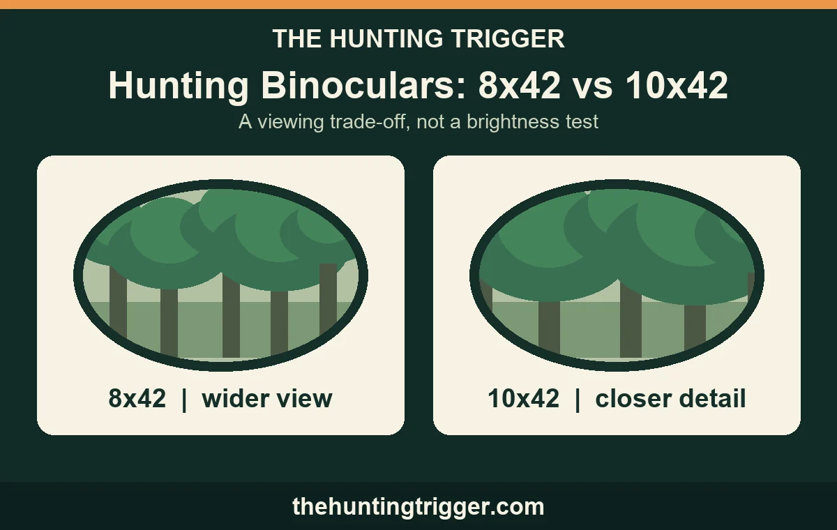 The Hunting Trigger comparison of 8x42 and 10x42 binocular fields of view