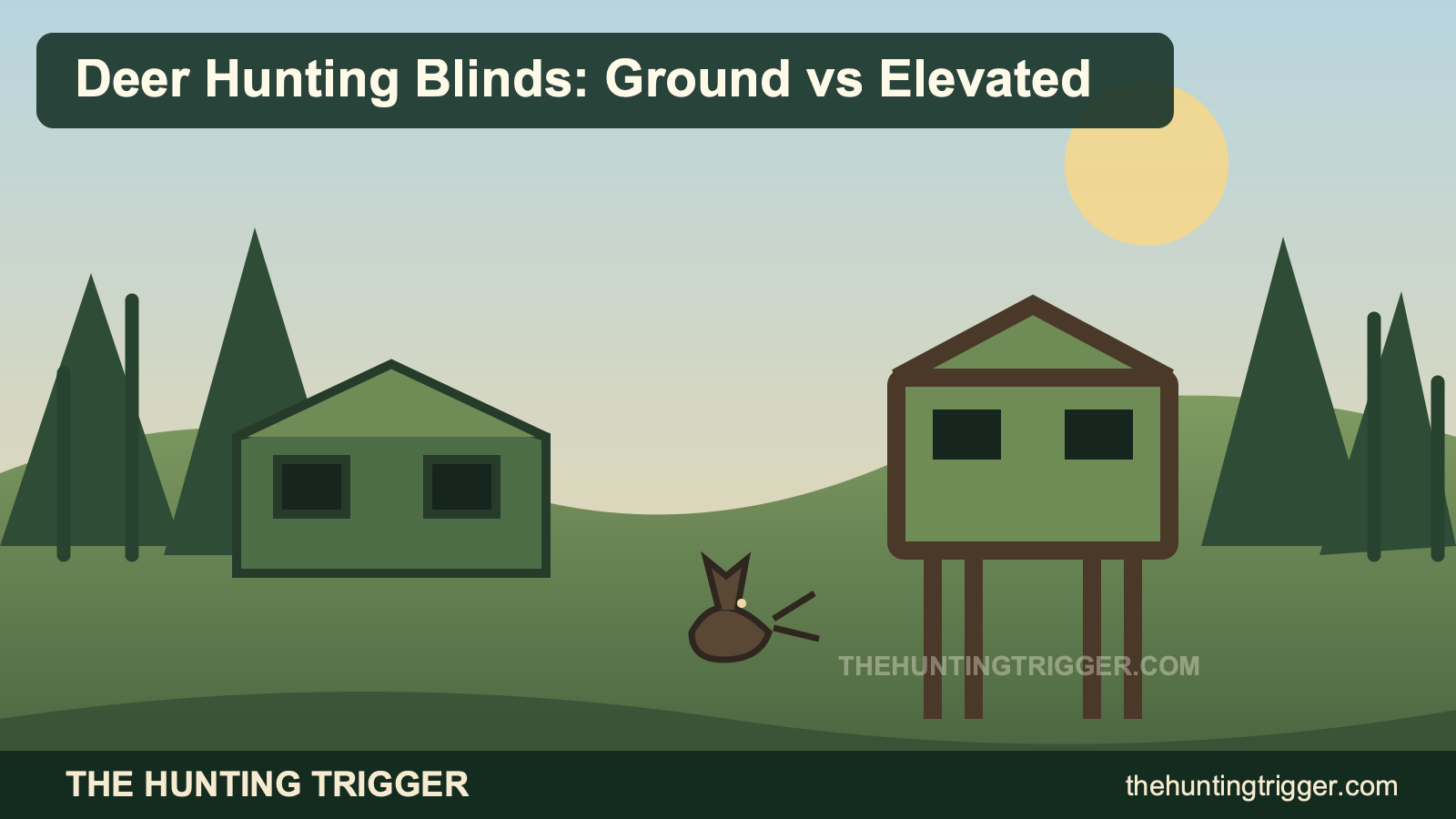 Branded infographic comparing ground and elevated deer hunting blinds