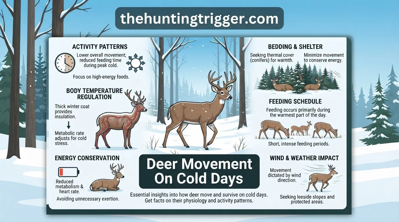 deer movement on cold days reference infographic