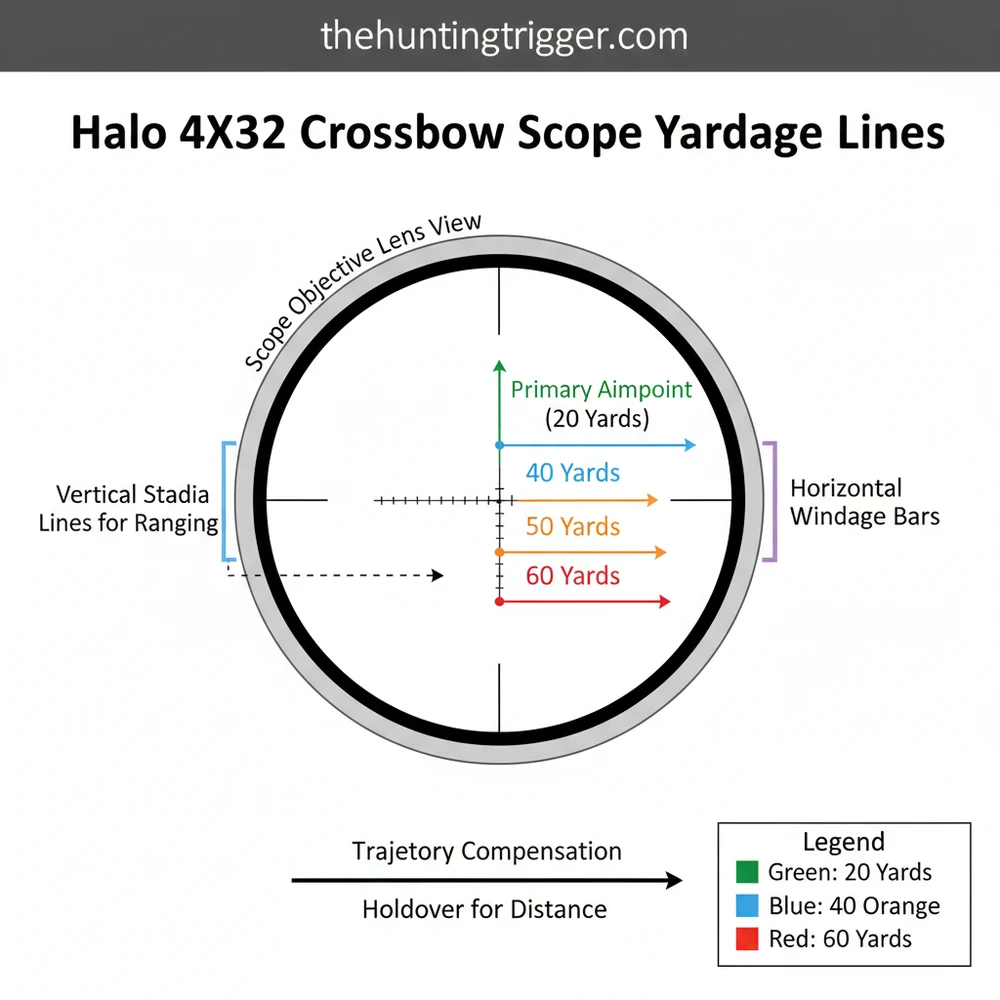 Halo 4x32 Crossbow Scope Yardage Lines Diagram: Component Breakdown 2026