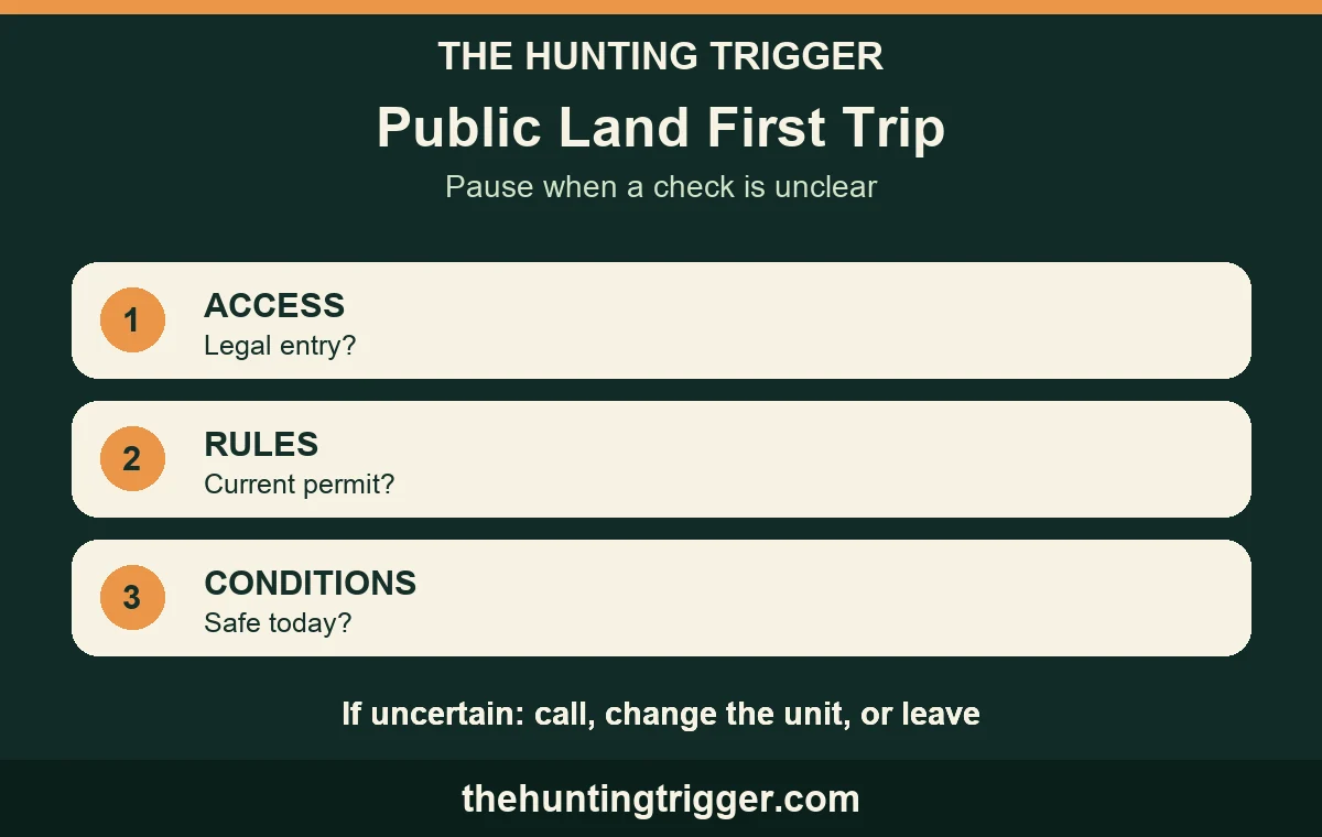 The Hunting Trigger public land first-trip decision: access, rules, conditions, and other users