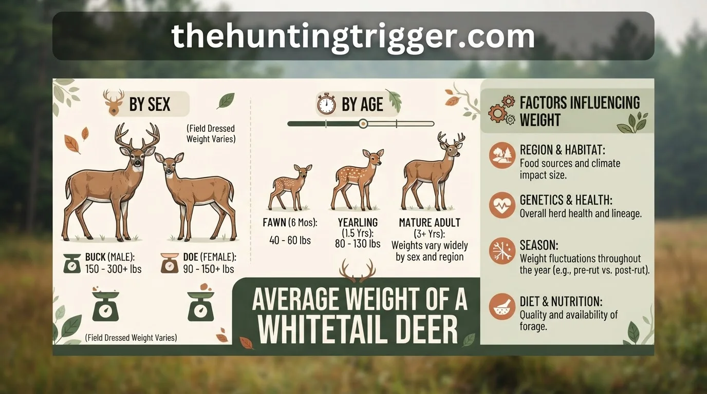 what is the average weight of a whitetail deer reference infographic
