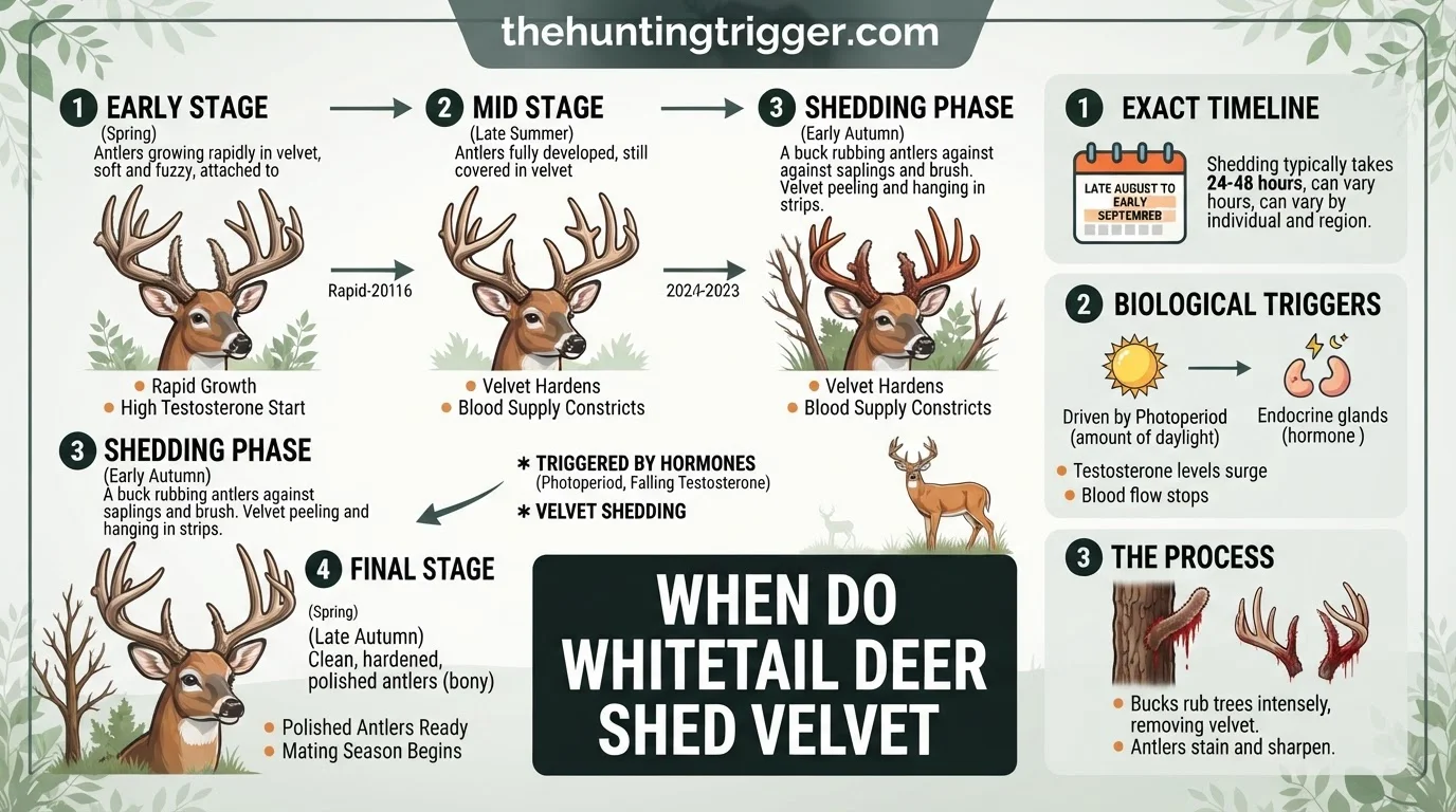 when do whitetail deer shed velvet reference infographic